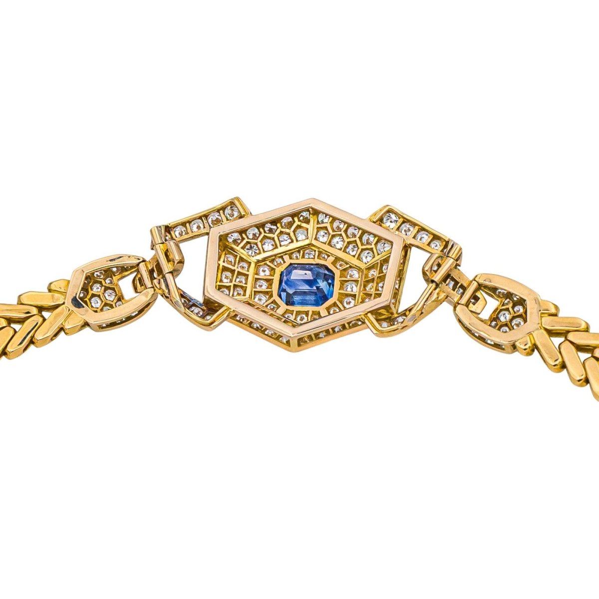 Collier Maille en or jaune, saphir et diamants - Castafiore