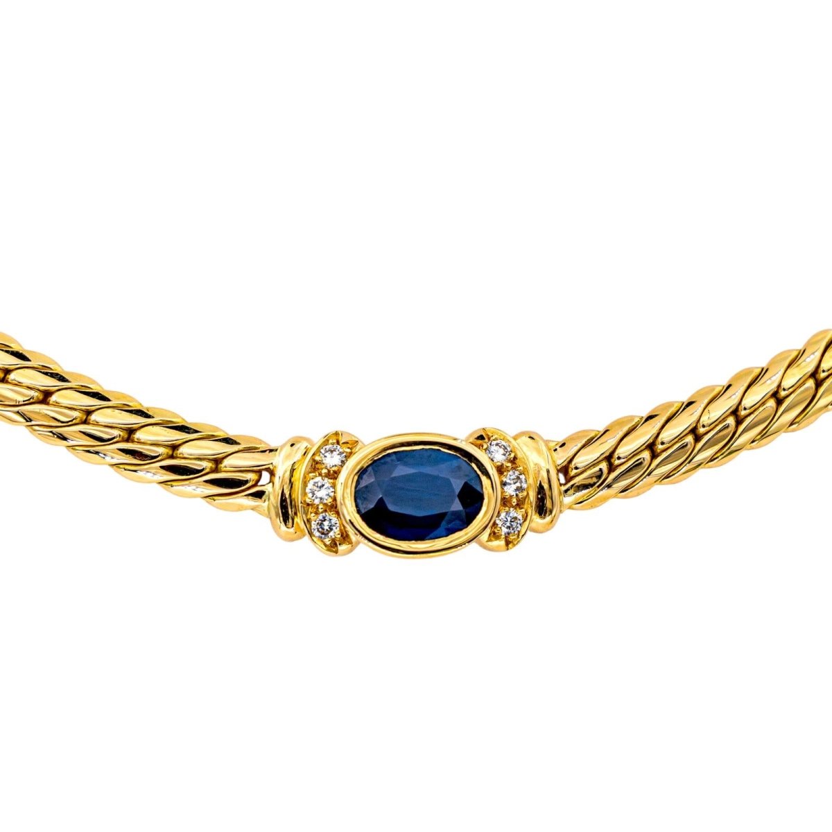 Collier Maille en or jaune, saphir et diamants - Castafiore