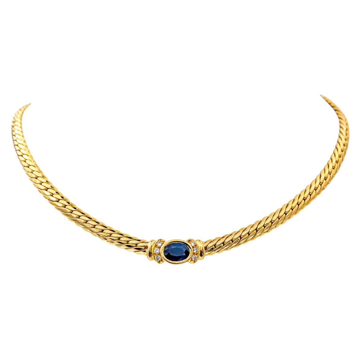 Collier Maille en or jaune, saphir et diamants - Castafiore