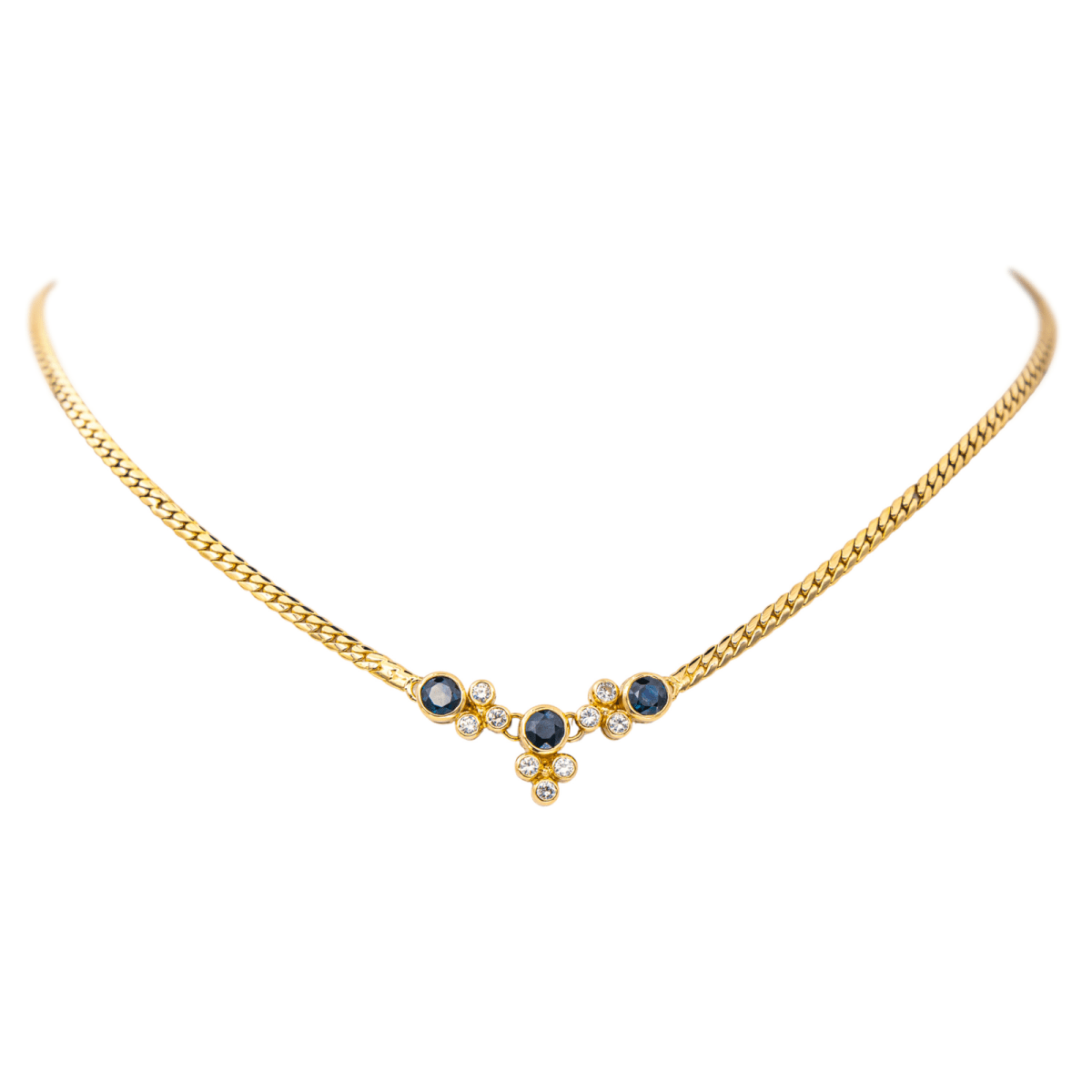 Collier Maille en or jaune, saphirs et diamants - Castafiore