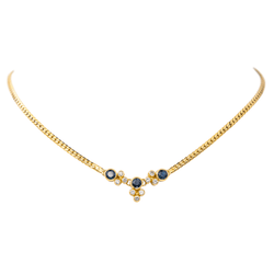 Collier Maille en or jaune, saphirs et diamants - Castafiore