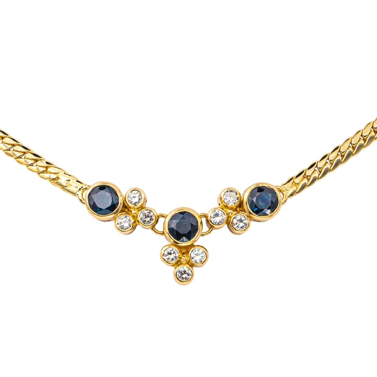 Collier Maille en or jaune, saphirs et diamants - Castafiore
