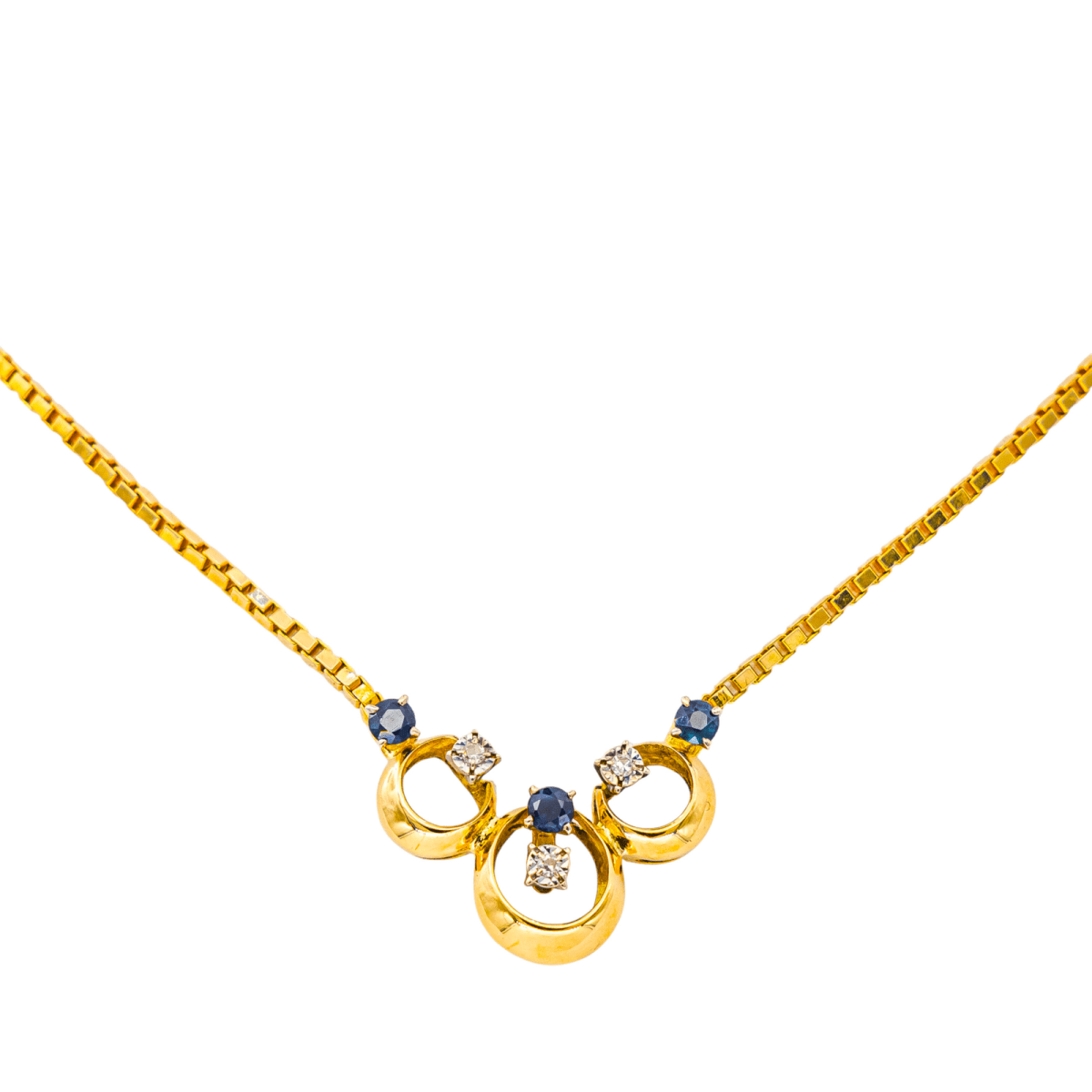 Collier Maille en or jaune, saphirs et diamants - Castafiore