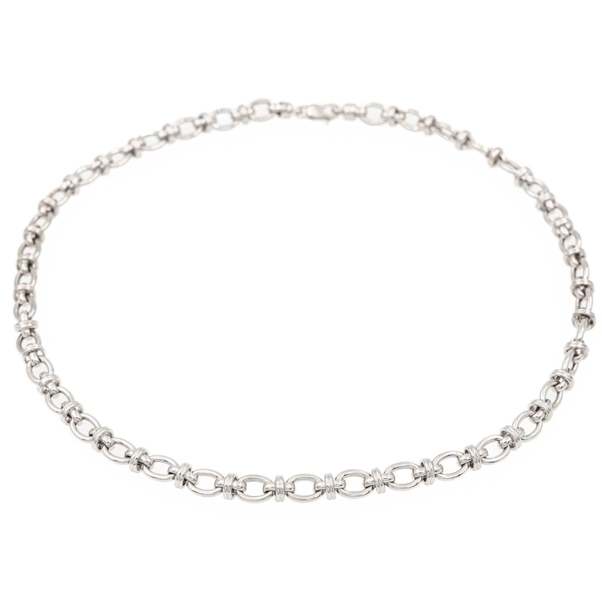 Collier maille fantaisie en or blanc - Castafiore