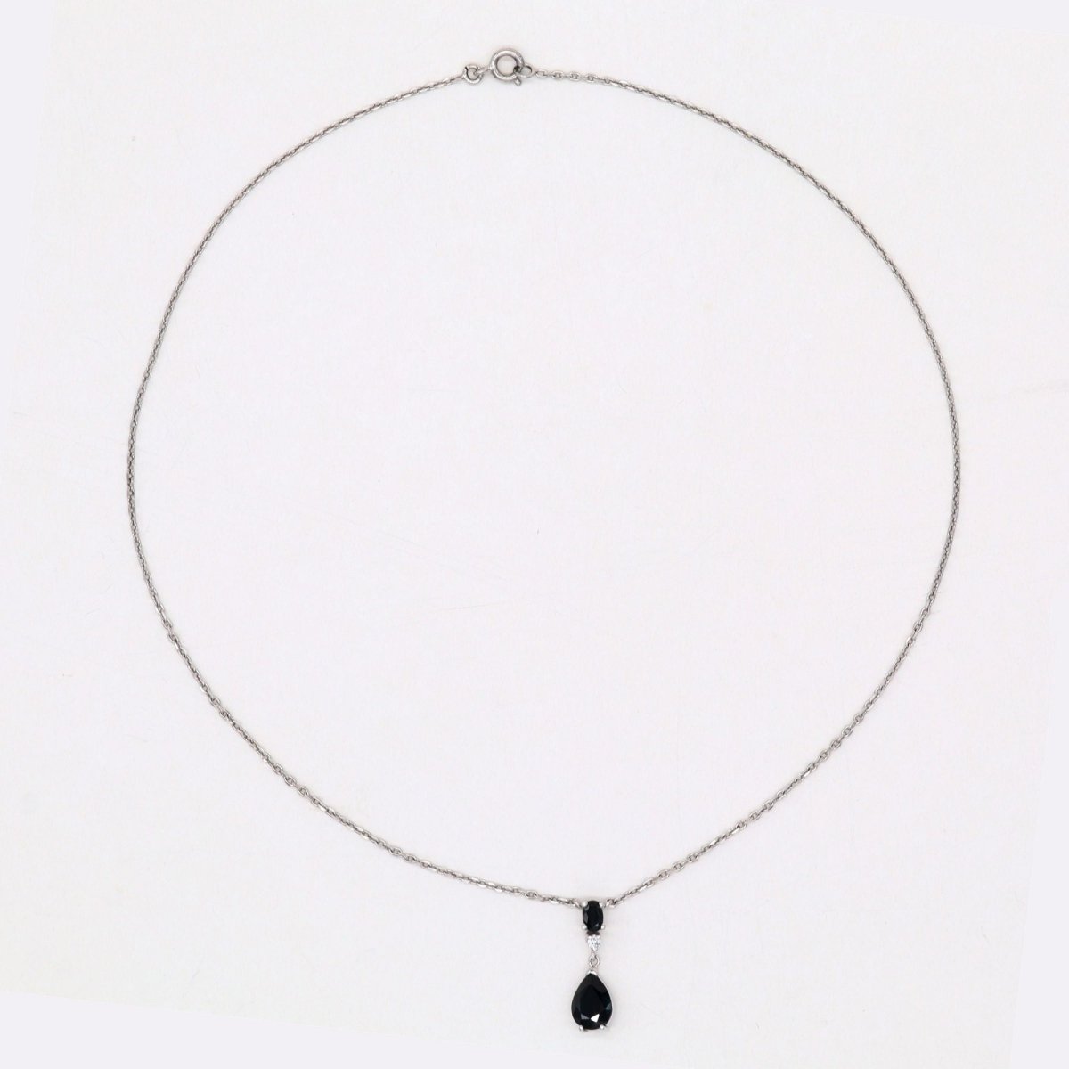 Collier maille forçat en or blanc et saphir - Castafiore