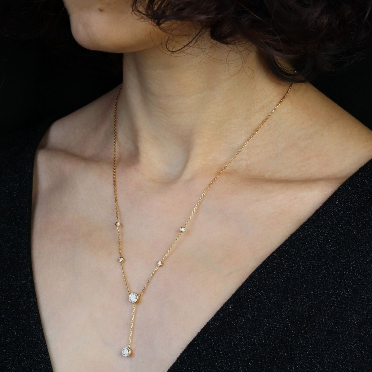 Collier maille forçat en or jaune et diamants - Castafiore