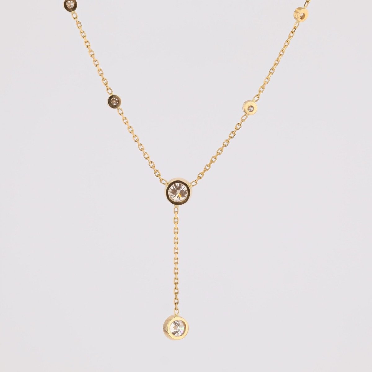 Collier maille forçat en or jaune et diamants - Castafiore