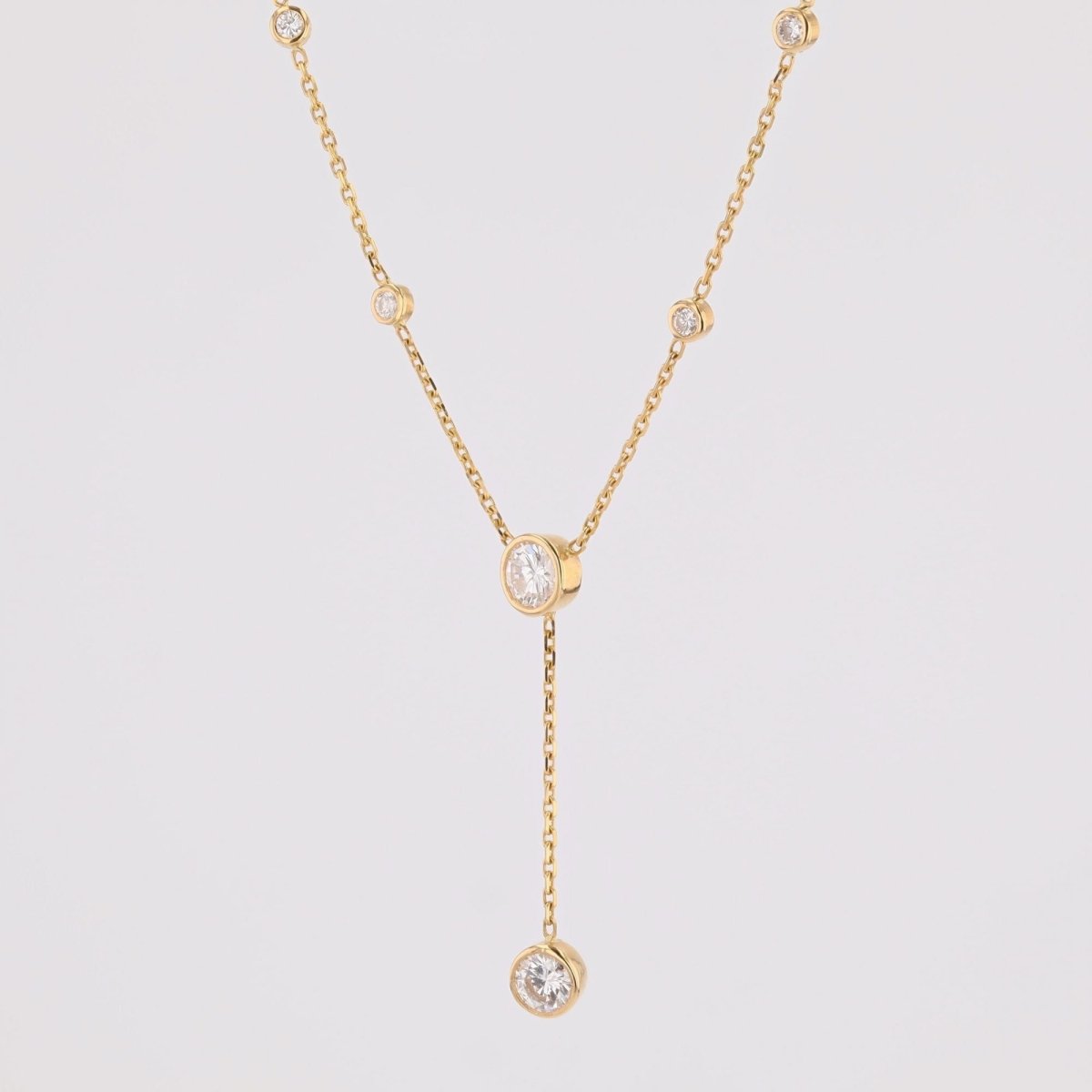 Collier maille forçat en or jaune et diamants - Castafiore