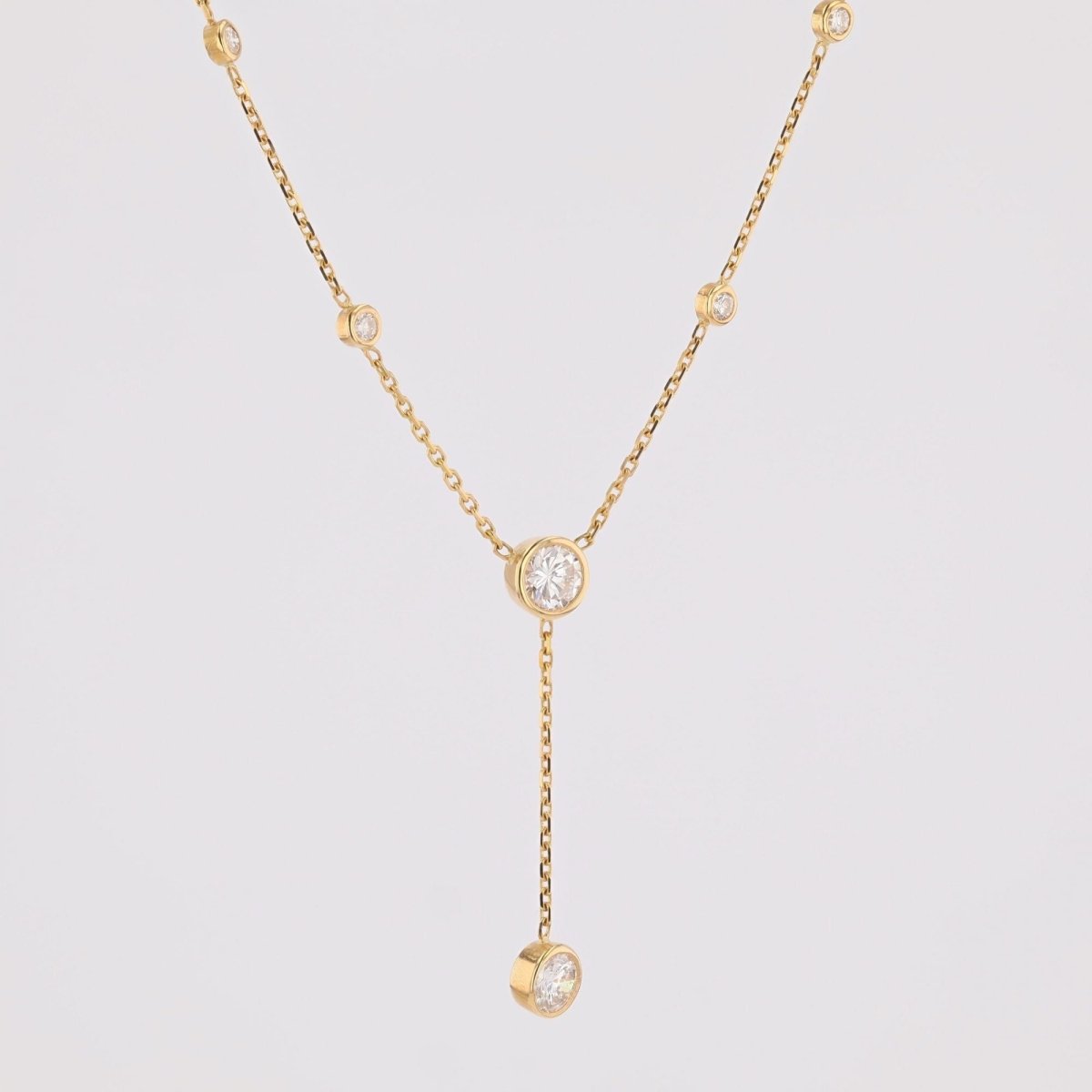 Collier maille forçat en or jaune et diamants - Castafiore