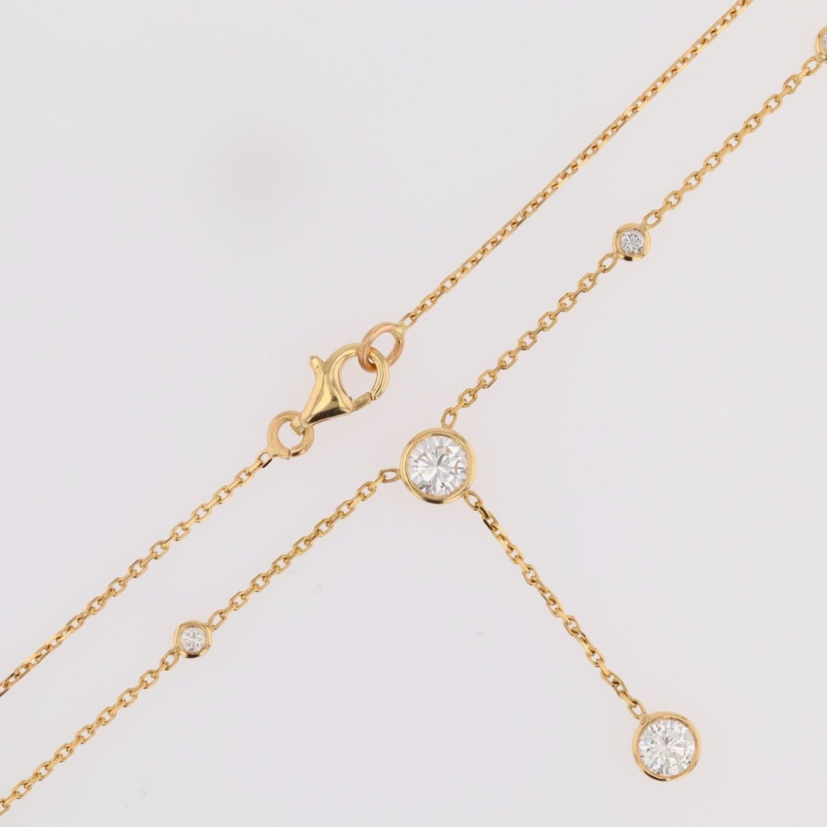 Collier maille forçat en or jaune et diamants - Castafiore