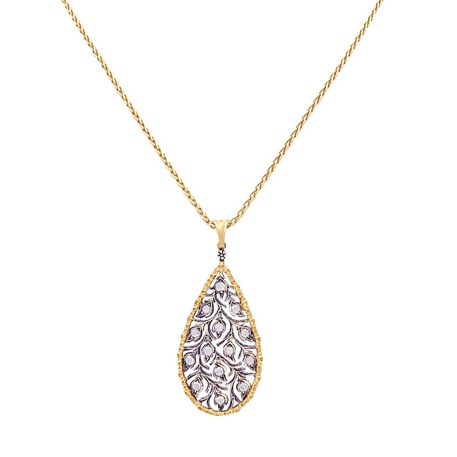 Collier Maille Pendentif BUCCELLATI "Ramage" en deux ors et diamants. - Castafiore