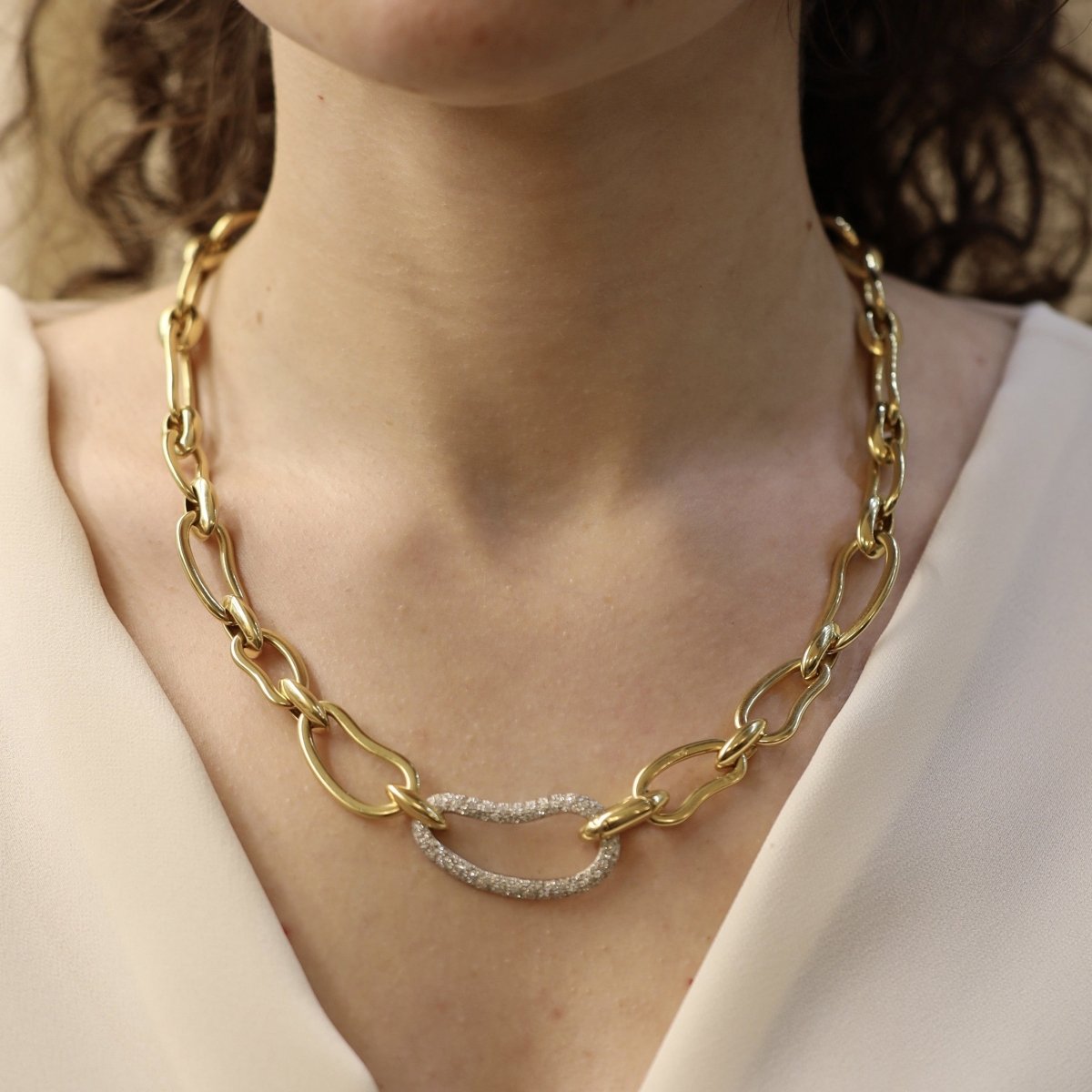 Collier Maille POMELLATO "Pailsey" en or blanc, or jaune et diamants - Castafiore