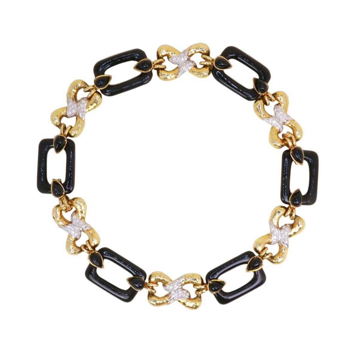 Collier Maille transformable or jaune, onyx et diamants - Castafiore
