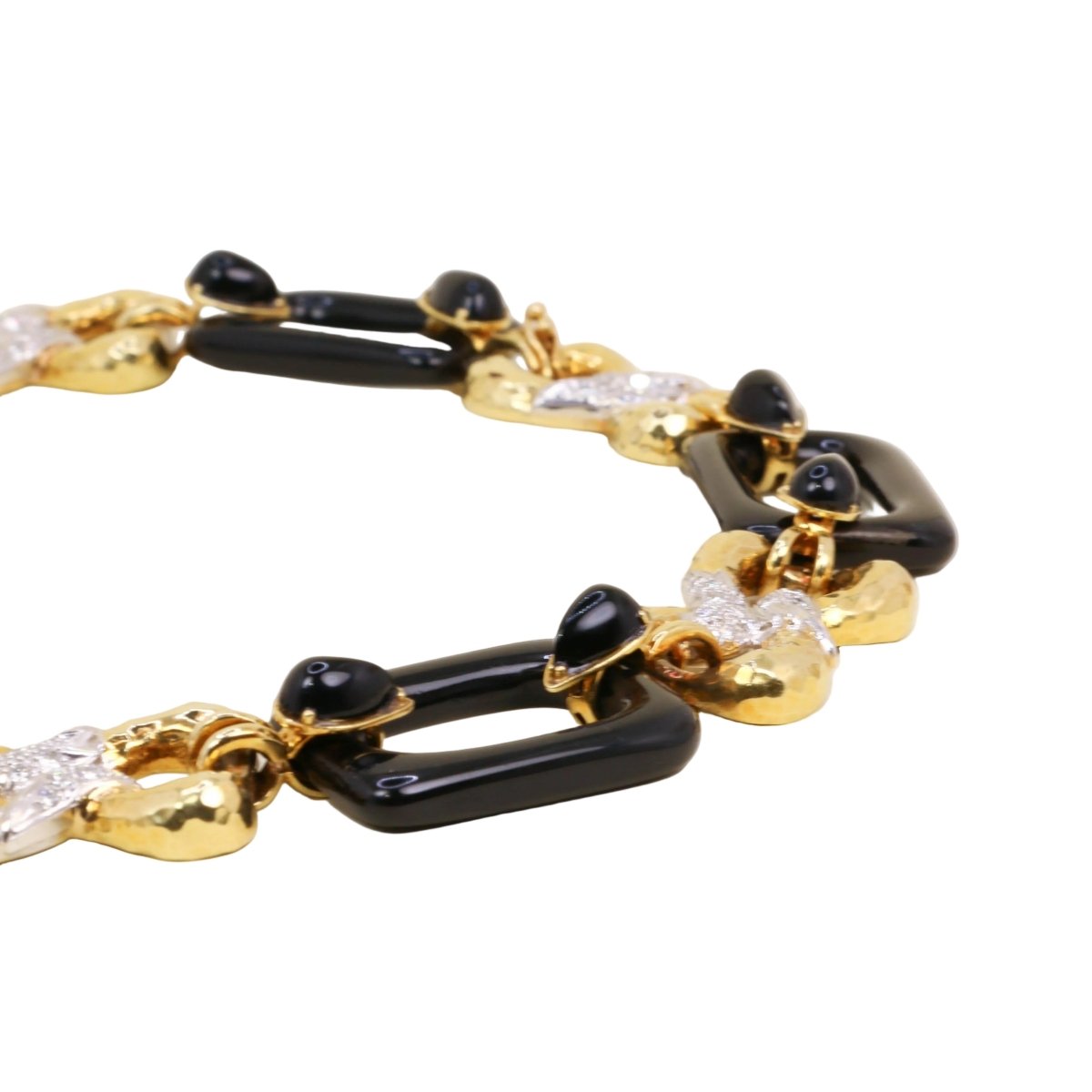 Collier Maille transformable or jaune, onyx et diamants - Castafiore