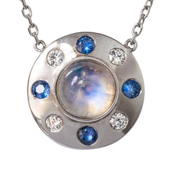 Collier MAISON BAUME Pierre de lune en or blanc - Castafiore