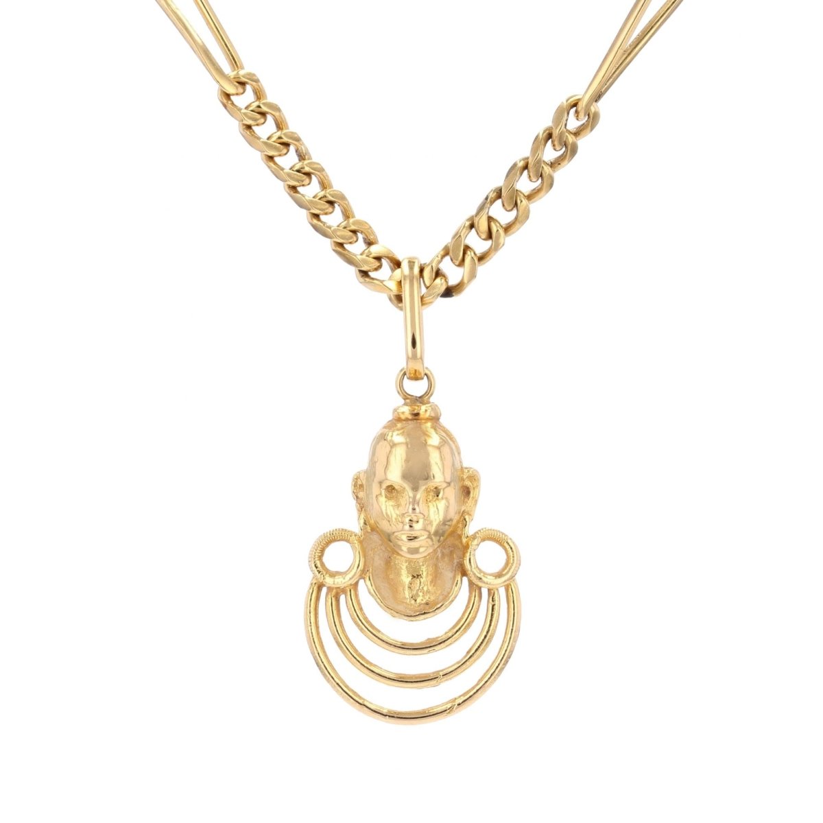 Collier MASAI Pendentif gravé en or jaune - Castafiore