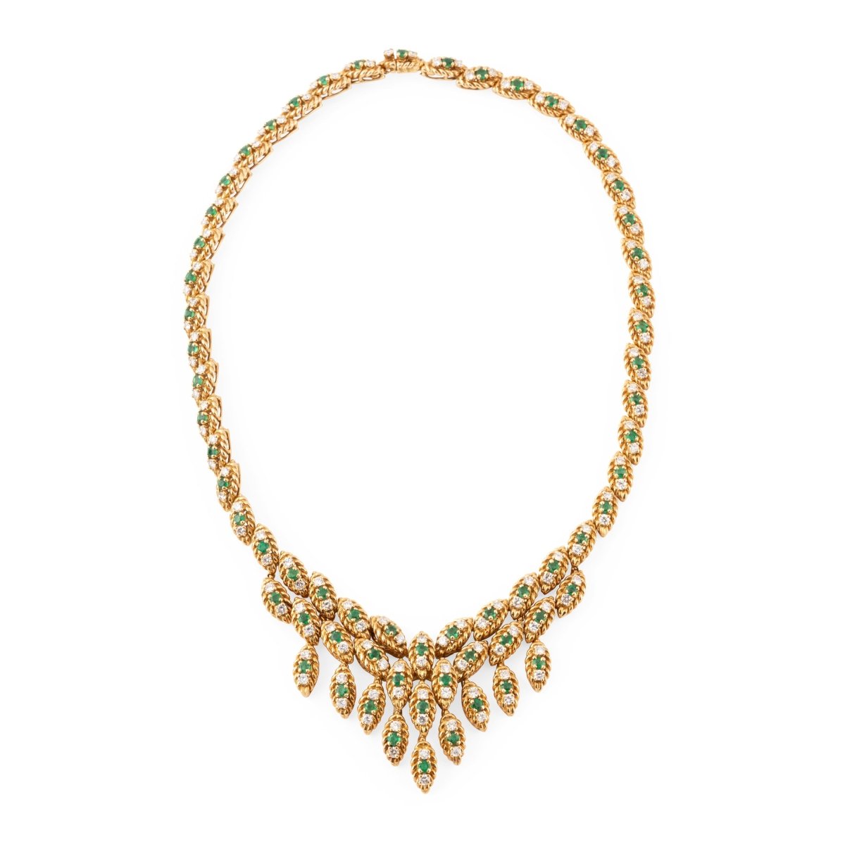 Collier MAUBOUSSIN en or jaune, émeraudes et diamants - Castafiore