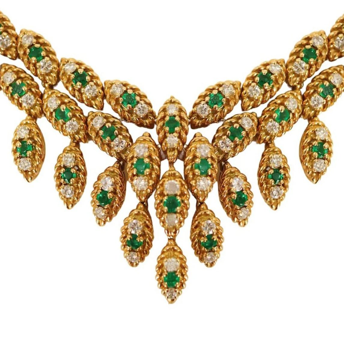 Collier MAUBOUSSIN en or jaune, émeraudes et diamants - Castafiore