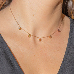 Collier MELLERIO "Le Petit Cactus Bleu" PM en or rose, saphirs et grenats tsavorites - Castafiore