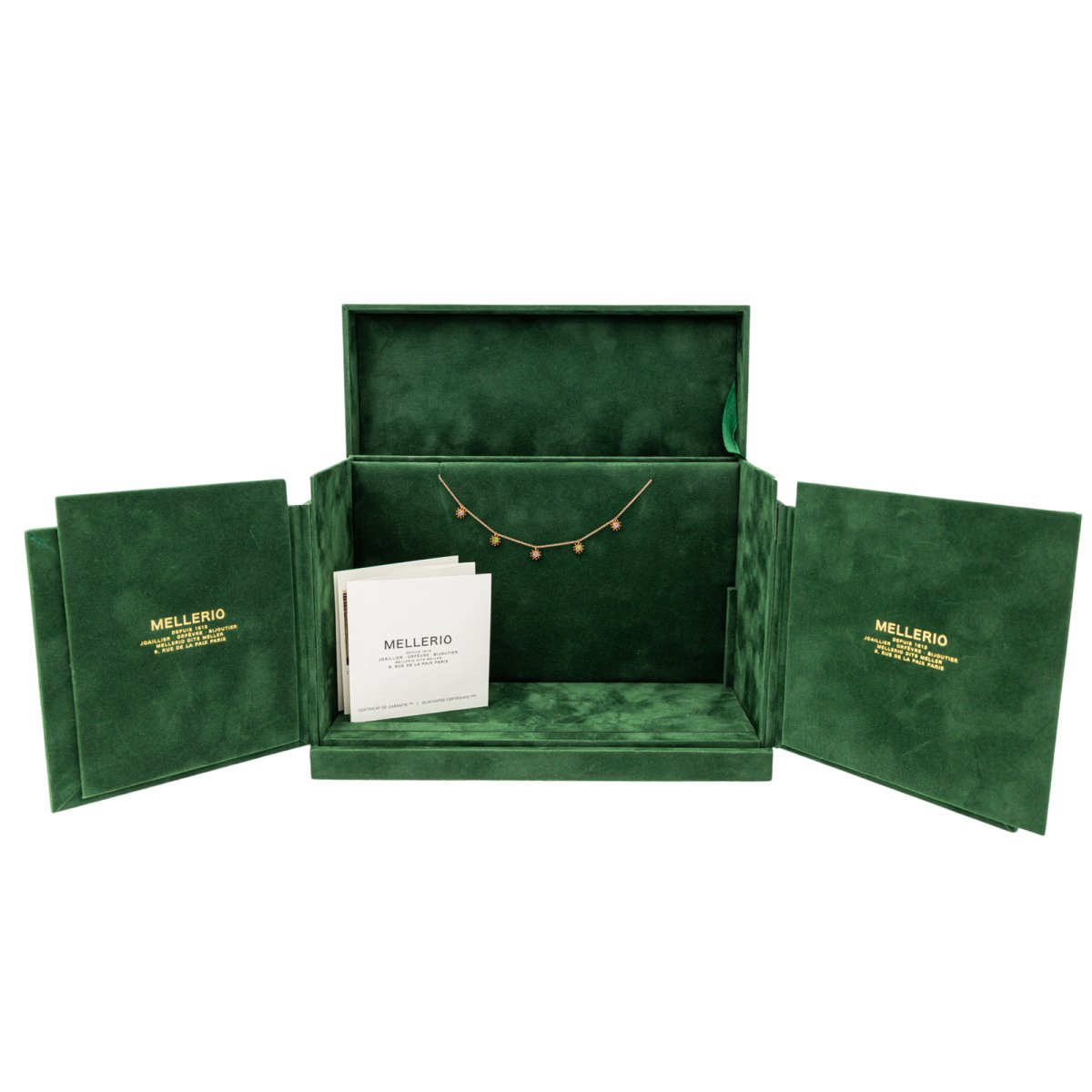 Collier MELLERIO "Le Petit Cactus Bleu" PM en or rose, saphirs et grenats tsavorites - Castafiore