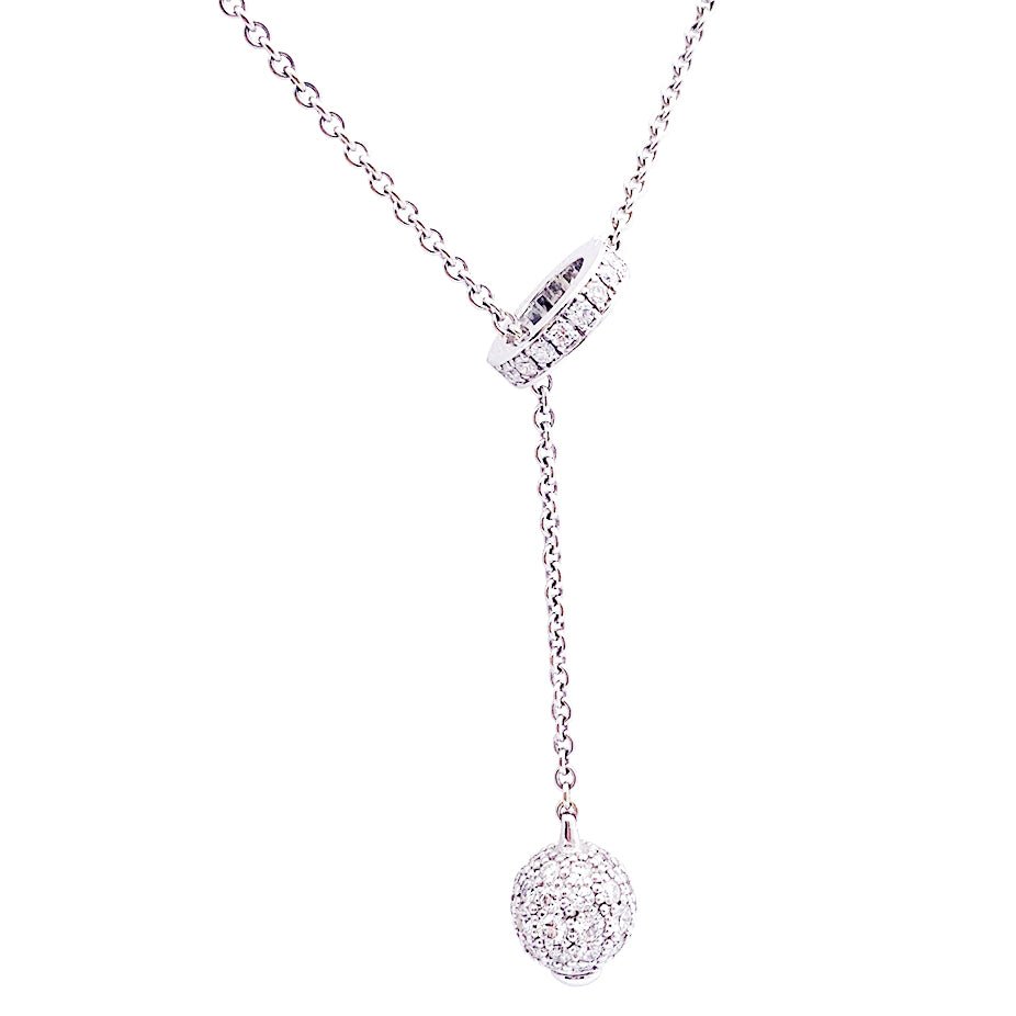 Collier MIKIMOTO en or blanc, perles blanches et diamants - Castafiore