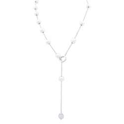 Collier MIKIMOTO en or blanc, perles blanches et diamants - Castafiore