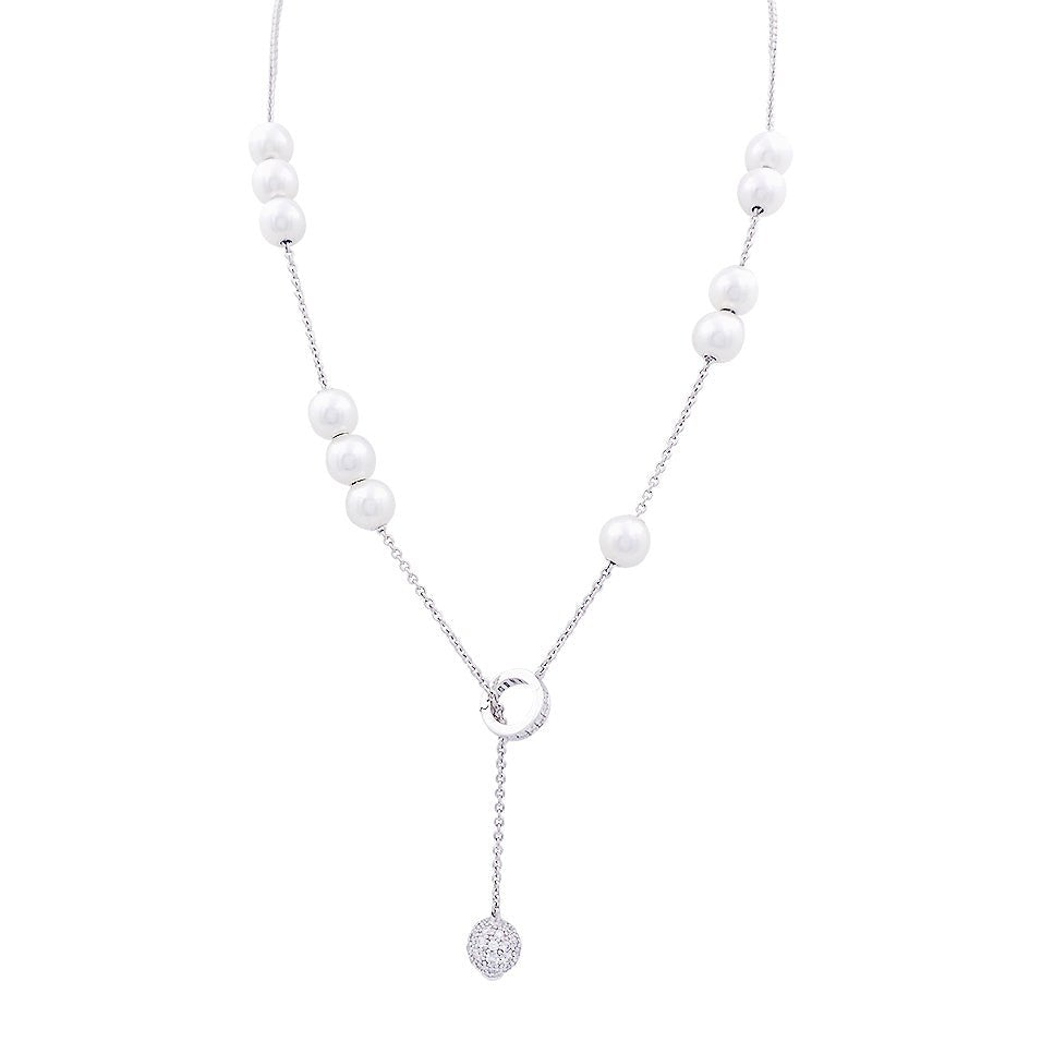 Collier MIKIMOTO en or blanc, perles blanches et diamants - Castafiore