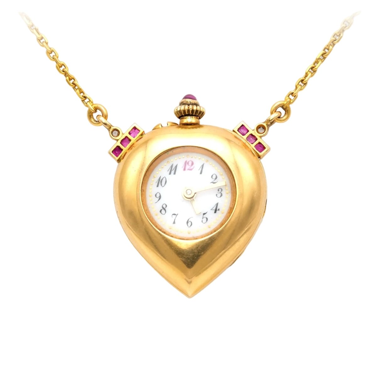 Collier Montre en or jaune, rubis et diamants - Castafiore