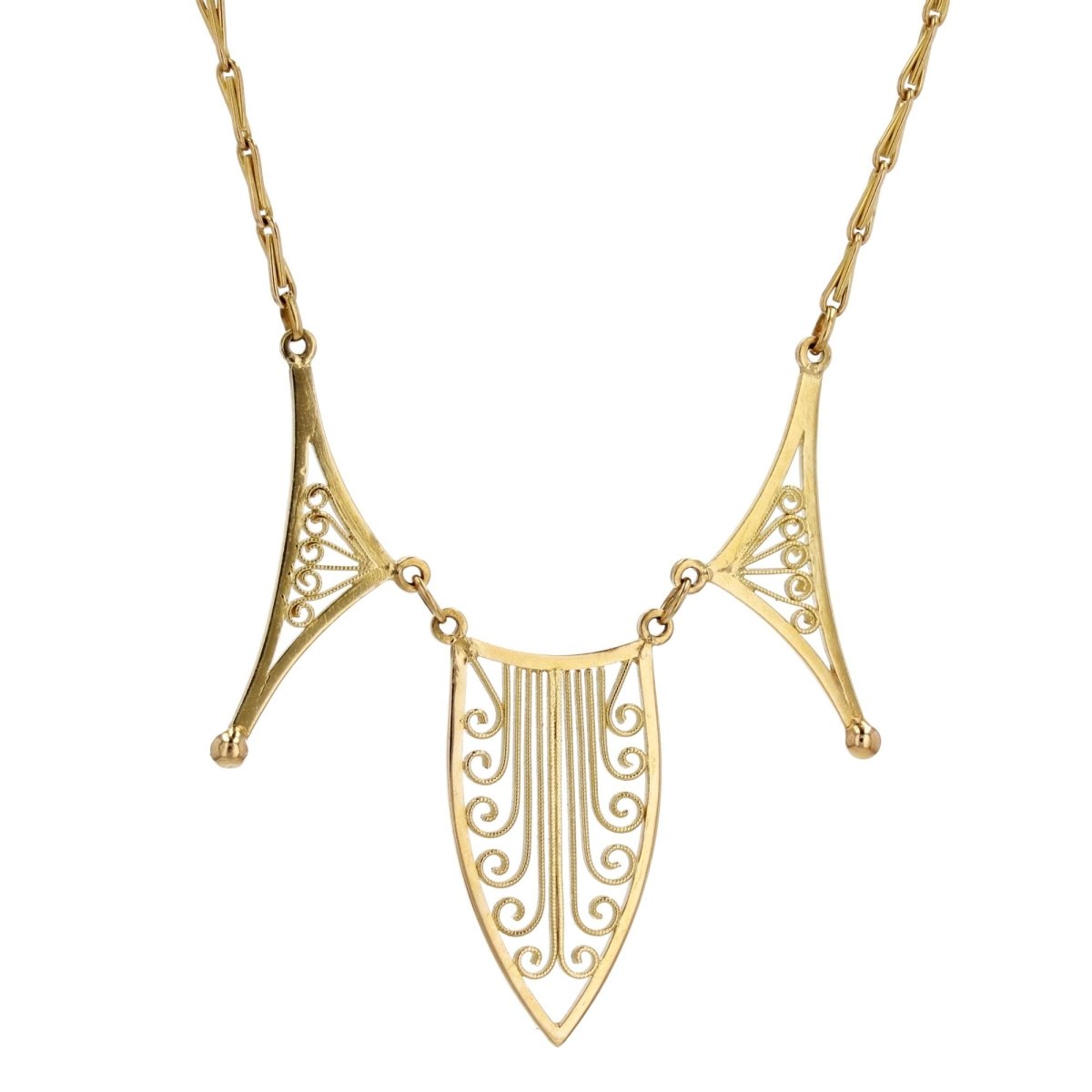 Collier motif filigrané en or jaune - Castafiore