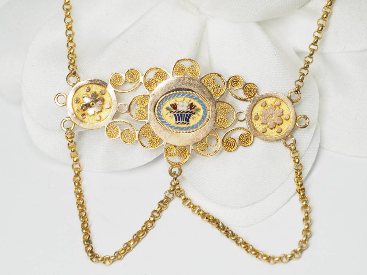 Collier Napoléon III en or jaune et émail - Castafiore