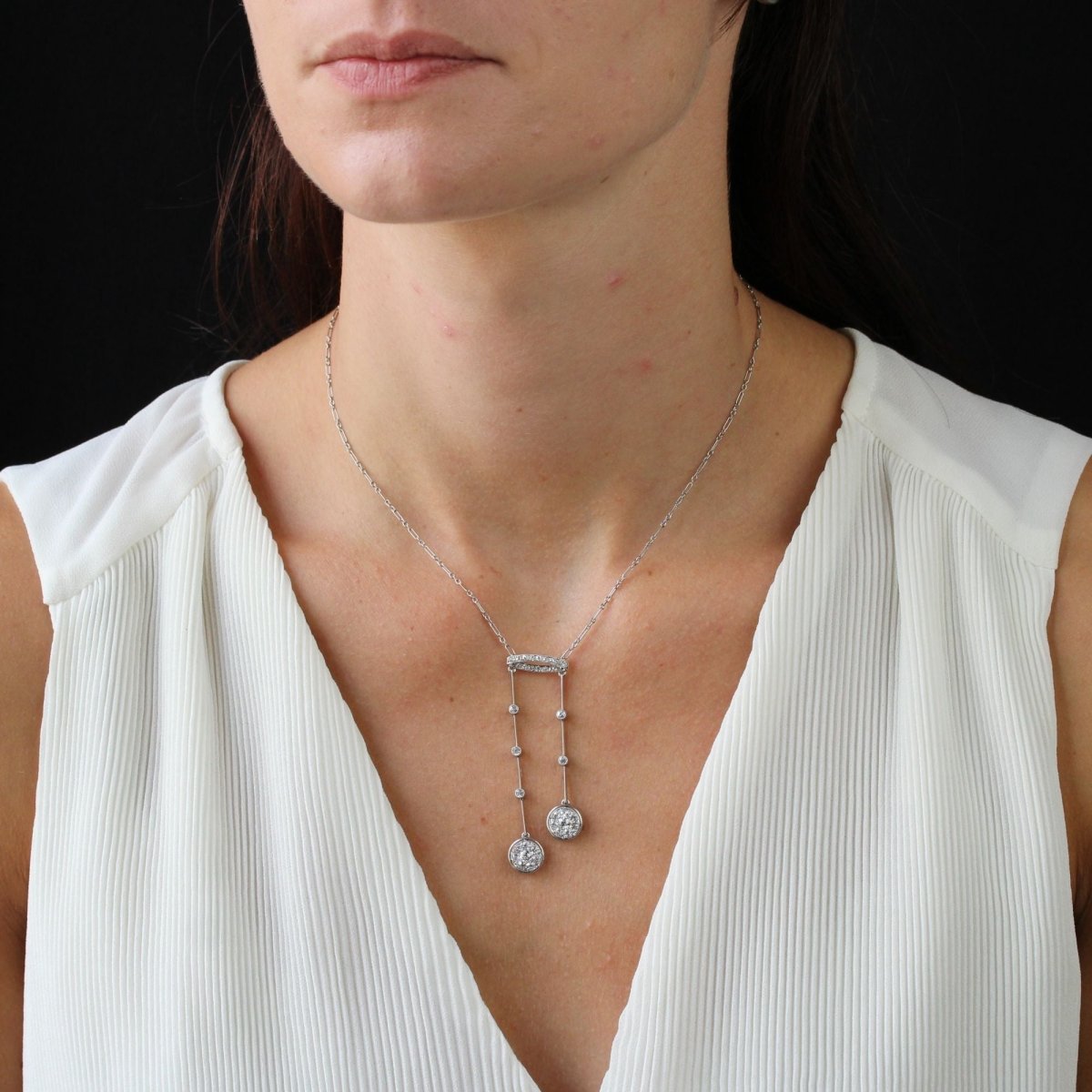 Collier négligé Art Déco diamants - Castafiore