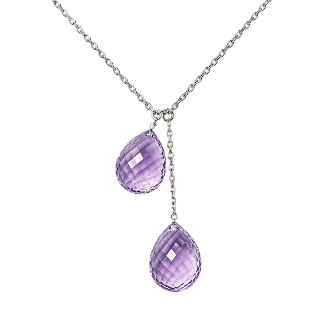 Collier Négligé en or blanc et améthystes - Castafiore