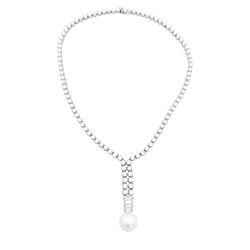 Collier Négligé en or blanc, perle et diamants - Castafiore