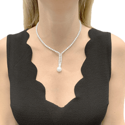 Collier Négligé en or blanc, perle et diamants - Castafiore