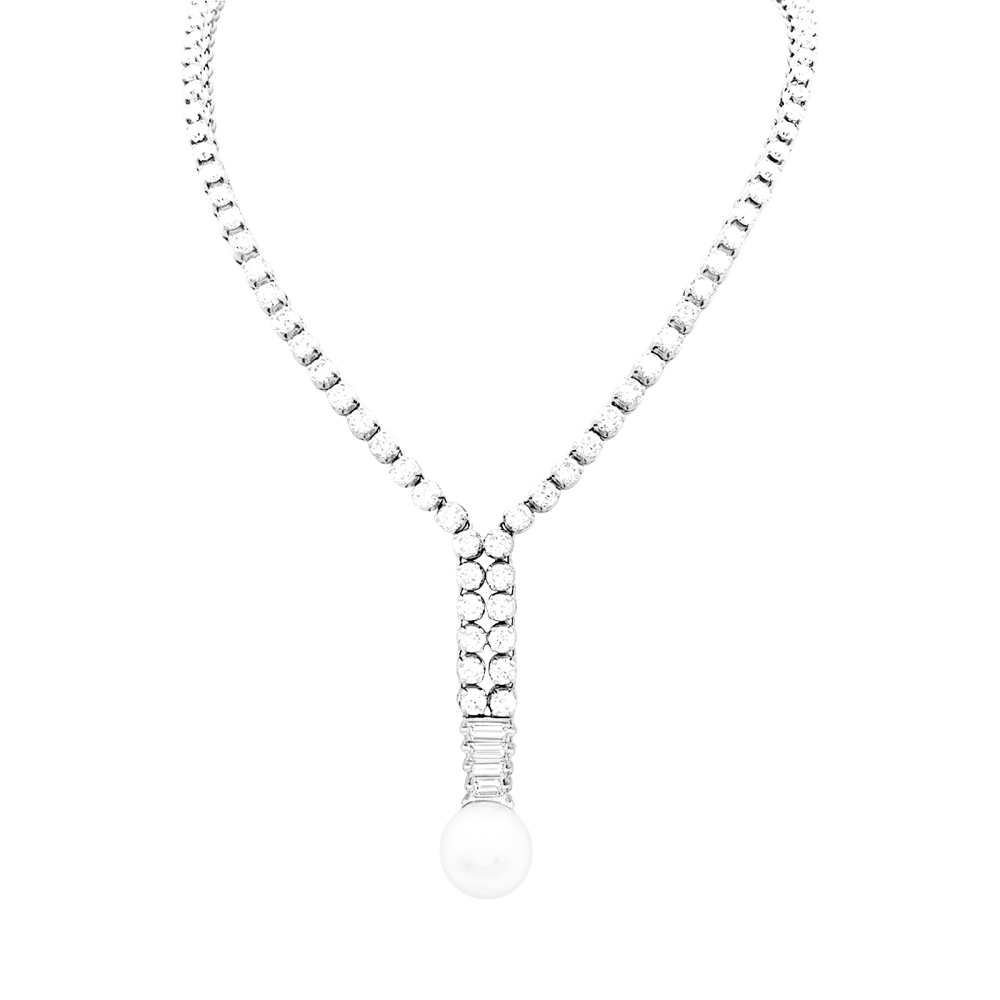 Collier Négligé en or blanc, perle et diamants - Castafiore