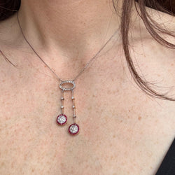 Collier négligé en or gris et or jaune avec diamants et rubis - Castafiore