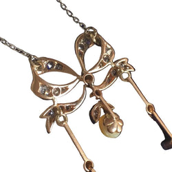 Collier Négligé en or jaune, or blanc, platine perle et diamants - Castafiore