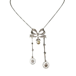 Collier Négligé en or jaune, or blanc, platine perle et diamants - Castafiore