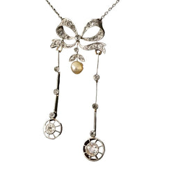 Collier Négligé en or jaune, or blanc, platine perle et diamants - Castafiore