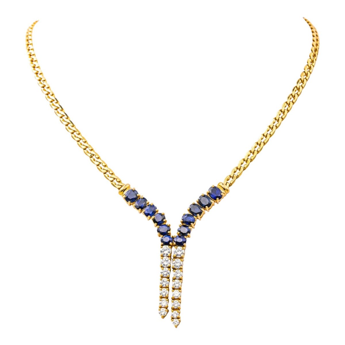 Collier Négligé en or jaune, saphirs et diamants - Castafiore