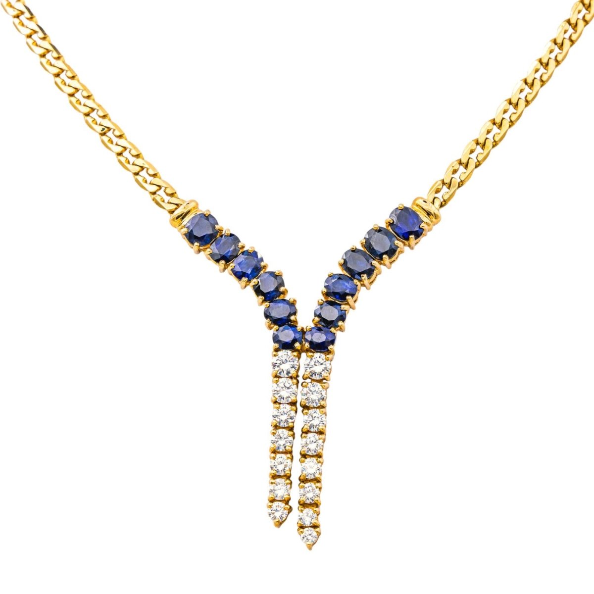 Collier Négligé en or jaune, saphirs et diamants - Castafiore