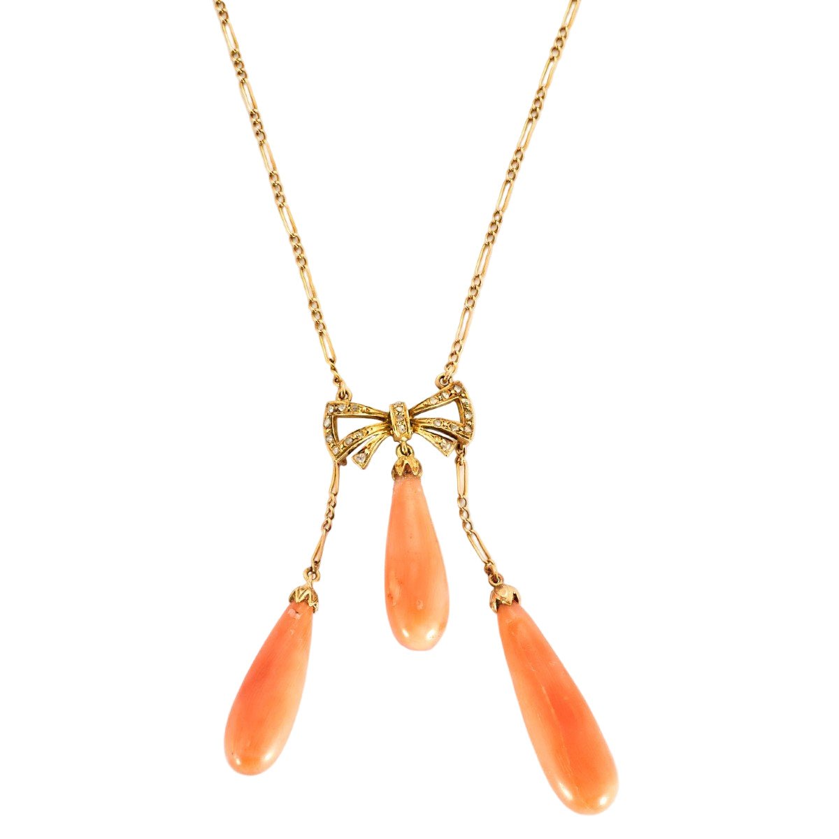 Collier Négligé en or rose, corail et diamants - Castafiore