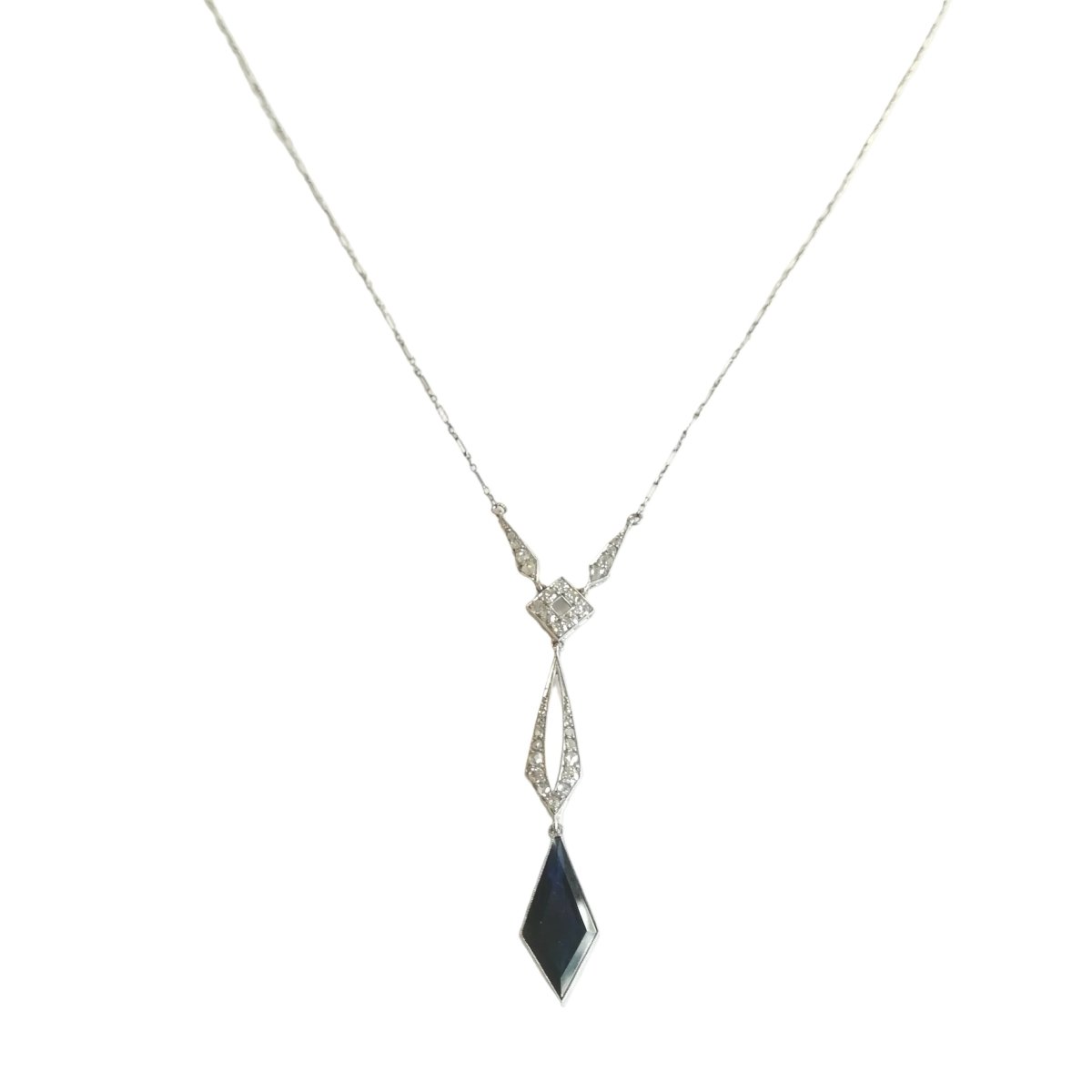 Collier Négligé en platine, saphir et diamants