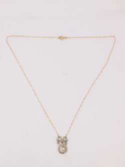 Collier noeud Belle Epoque or diamants perle fine - Castafiore