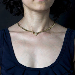 Collier occasion or jaune et trèfle de diamants - Castafiore