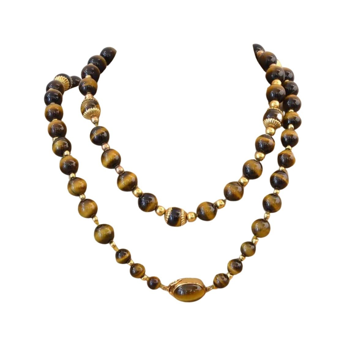 Collier oeil de tigre et or 18k - Castafiore