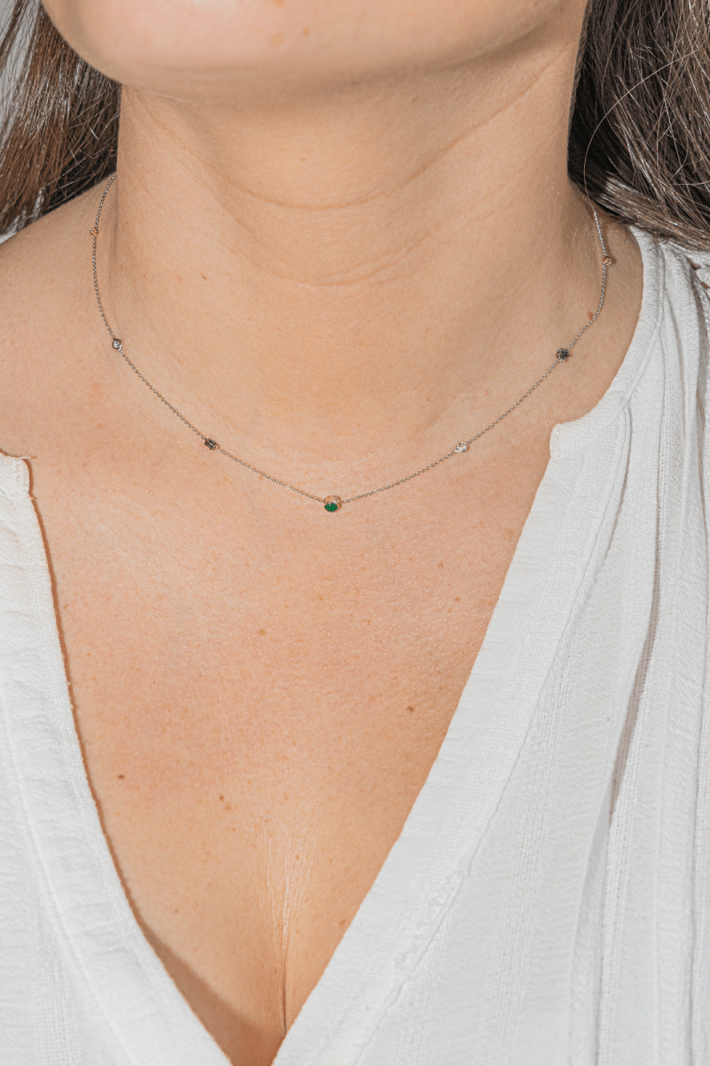 Collier Or blanc Chrysoprase - Castafiore