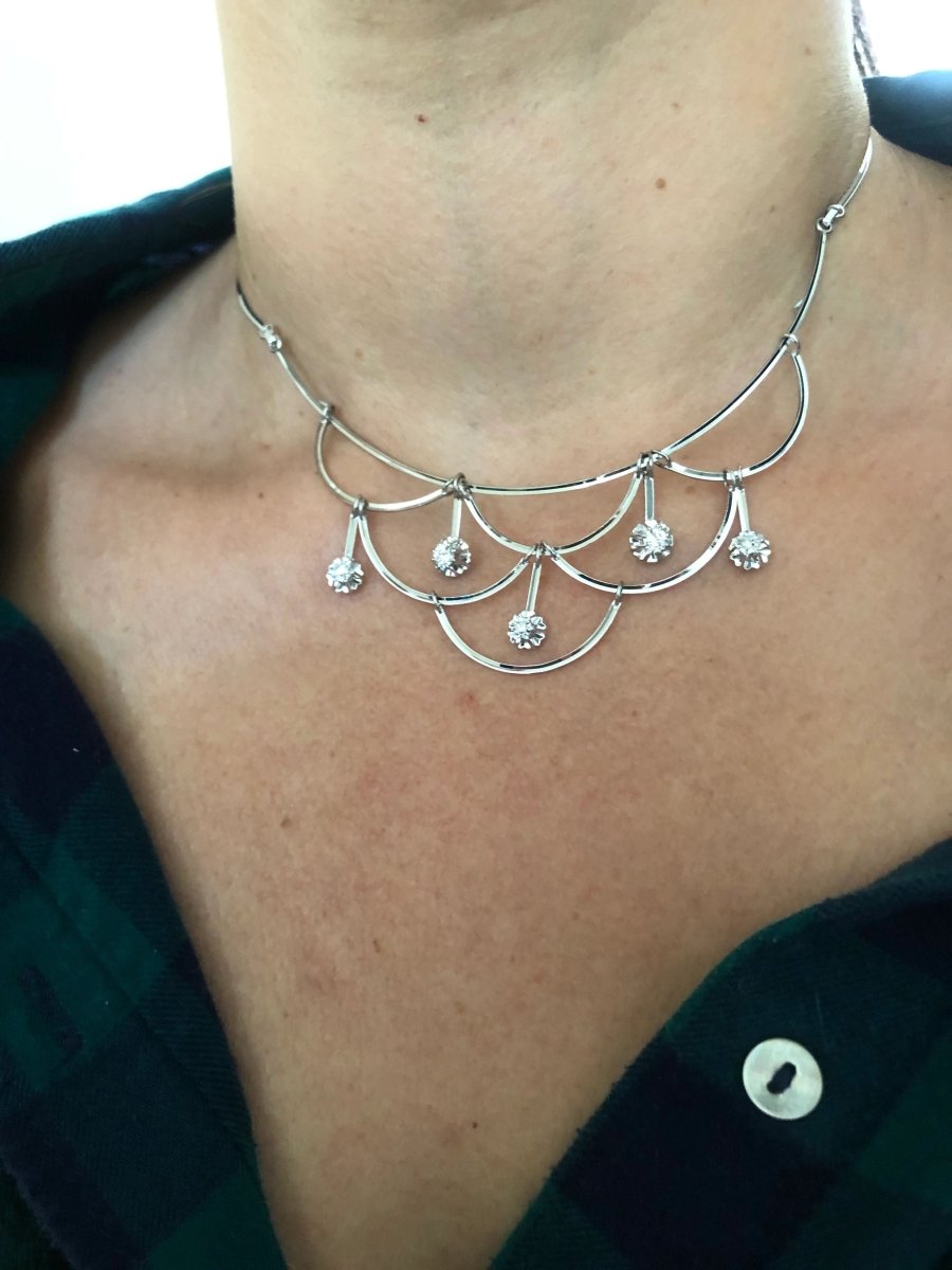 Collier or gris draperie en diamant - Castafiore