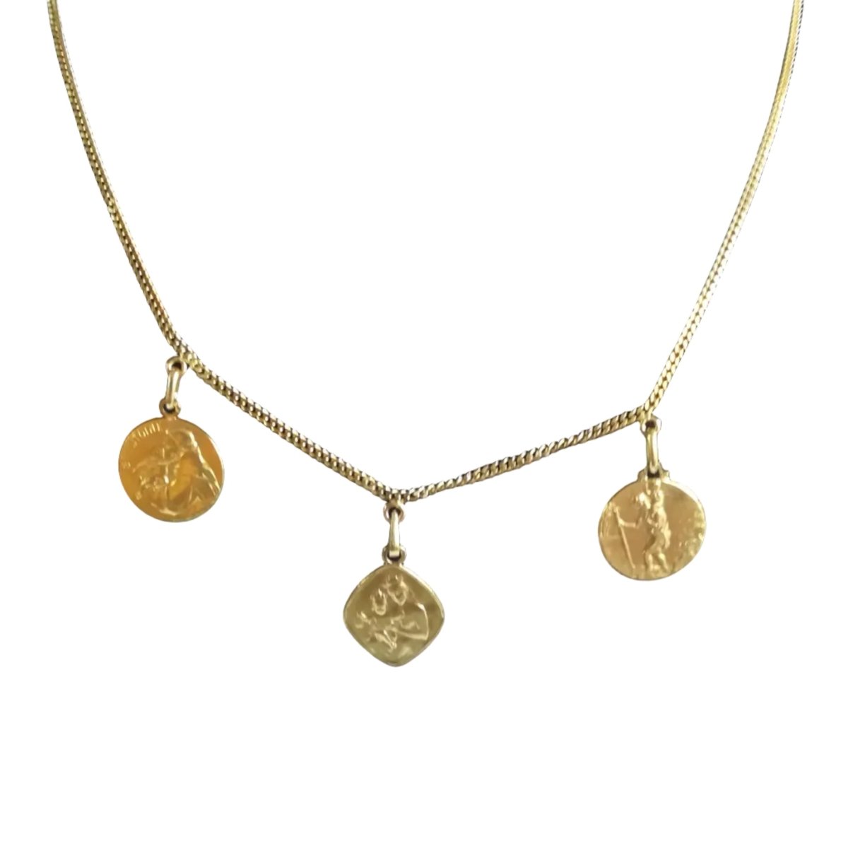 Collier Or Jaune 3 Médailles Religieuses - Castafiore