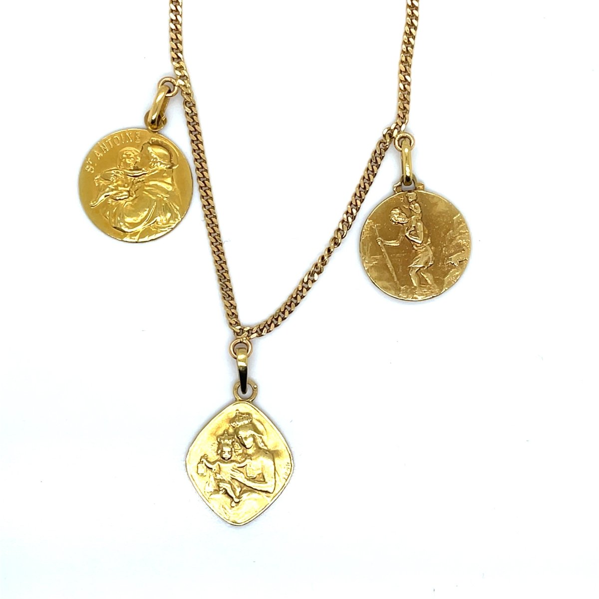 Collier Or Jaune 3 Médailles Religieuses - Castafiore